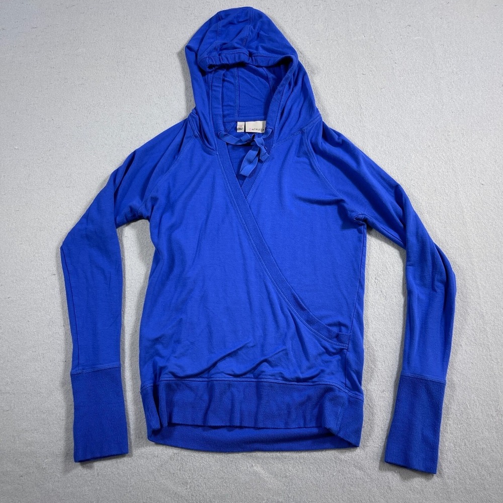 Athleta Hoodie Women XS Slim Fit Wrap Cobalt Blue Athleisure Yoga Gym Activewear